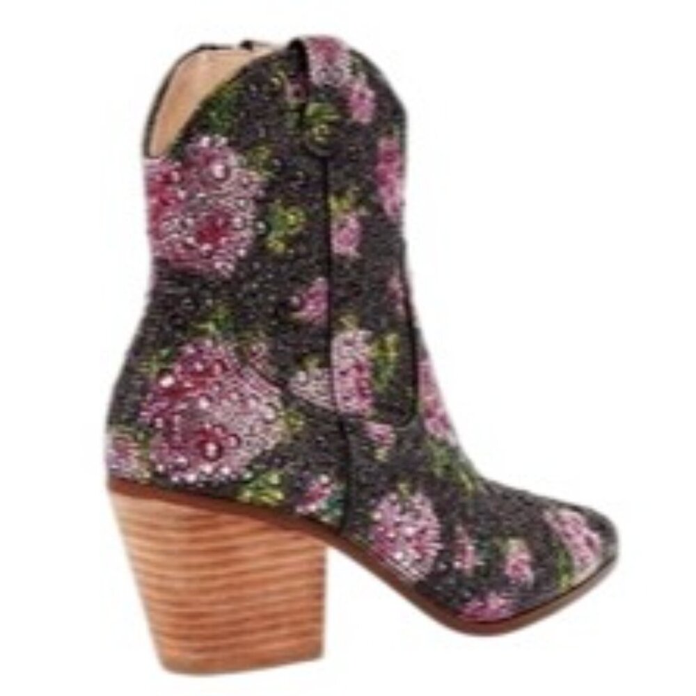Betsey Johnson Diva Black Rhinestone Western Boots – Size 8 – Rare & Sold Out! - Picture 5 of 11